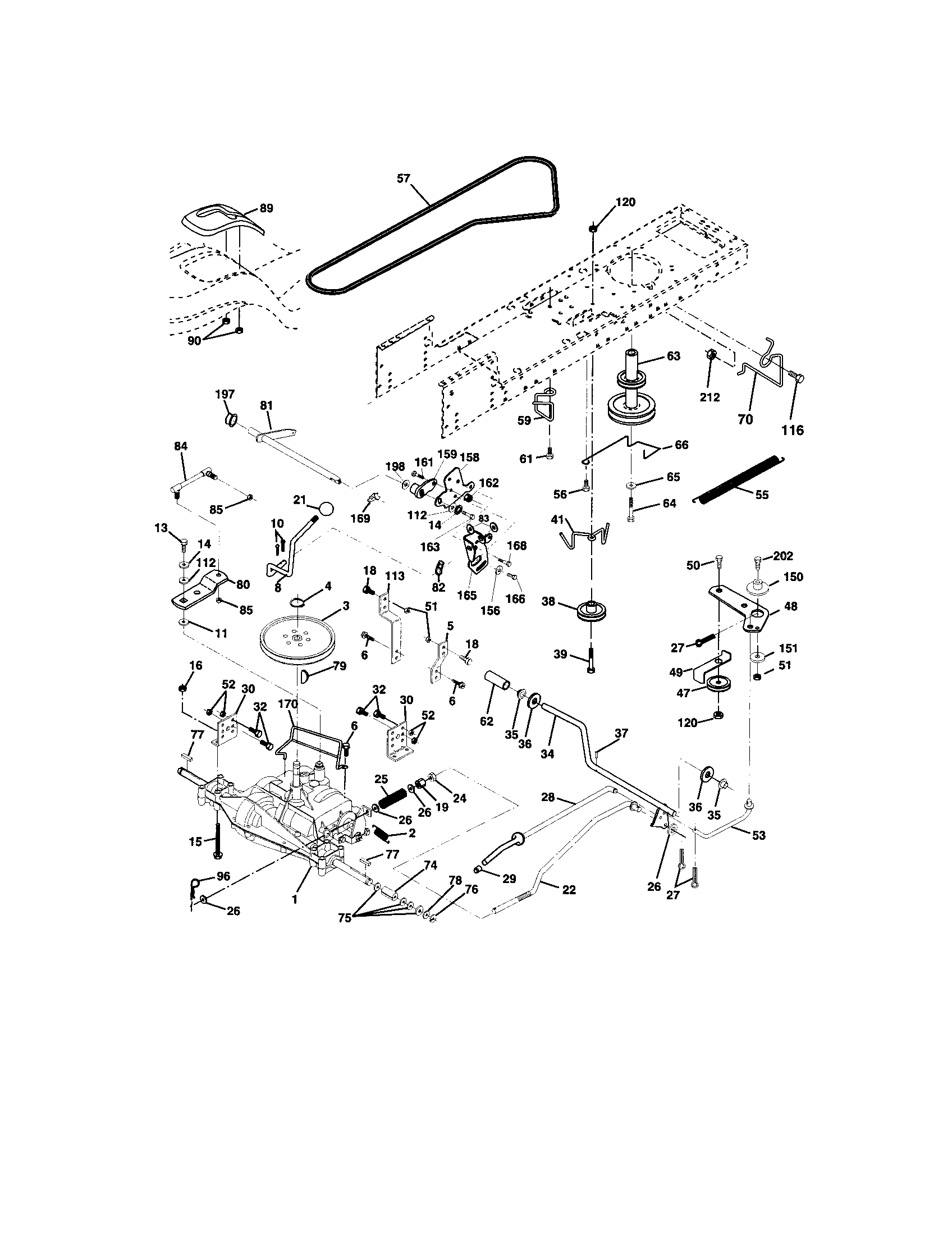 Ground Drive Diagram and Parts List for 917273510  Craftsman Lawn Tractor