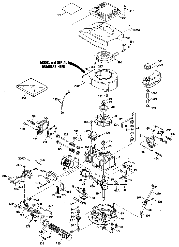 Replacement Parts Diagram and Parts List for 143414602  Craftsman Engine