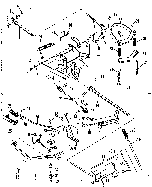 Main Frame Diagram and Parts List for 842260071  Craftsman Snow Blower