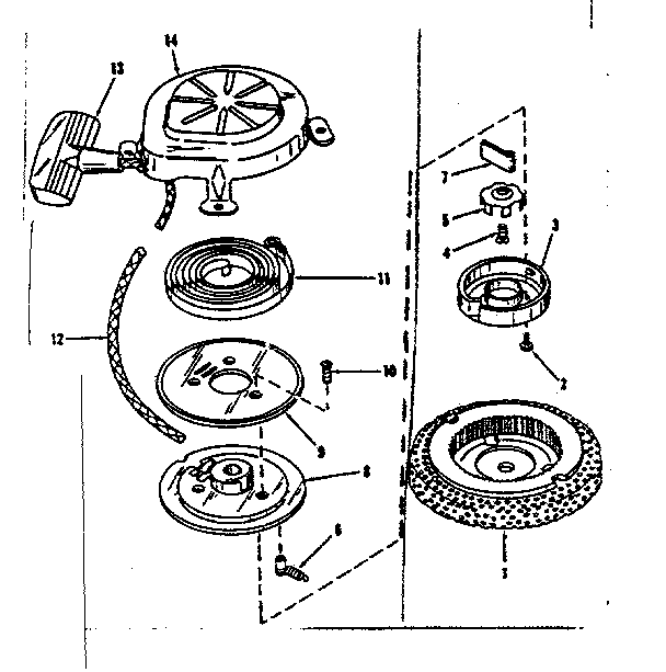 Rewind Starter No. 29224 Diagram and Parts List for 143102091  Craftsman Engine