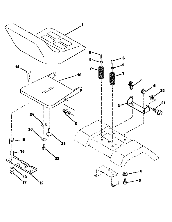 Seat Assembly Diagram and Parts List for 917258100  Craftsman Lawn Tractor