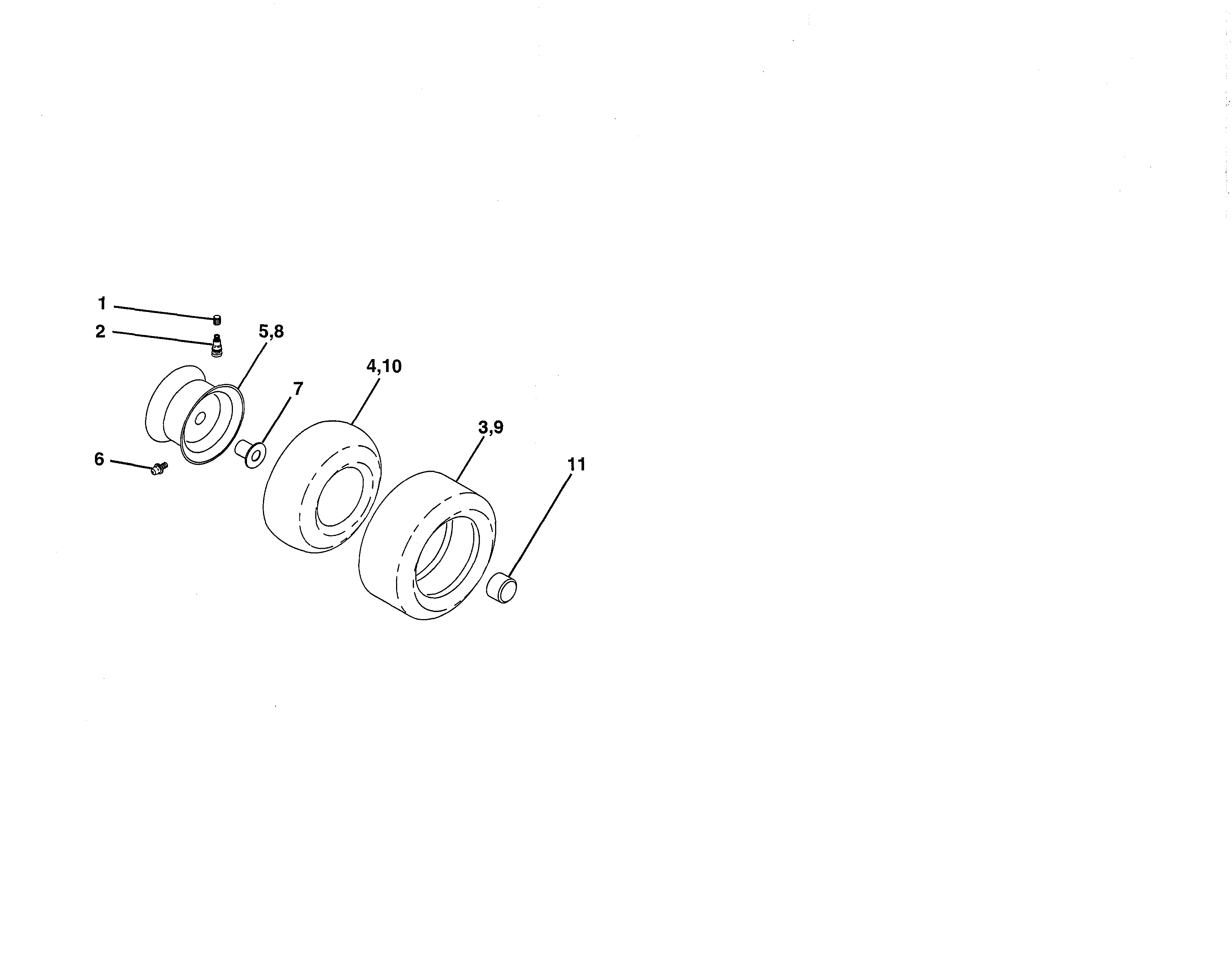 Wheels & Tires Diagram and Parts List for 917986130  Craftsman Lawn Tractor
