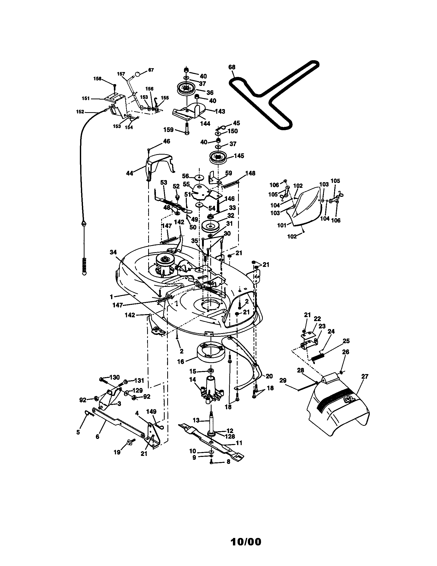 Mower Deck Diagram and Parts List for 917270653  Craftsman Lawn Tractor