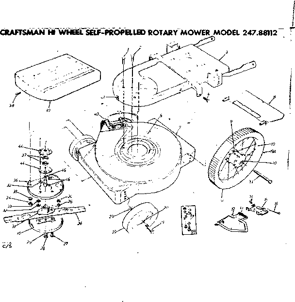 Mower Housing Diagram and Parts List for 24788112  Craftsman Lawn Mower