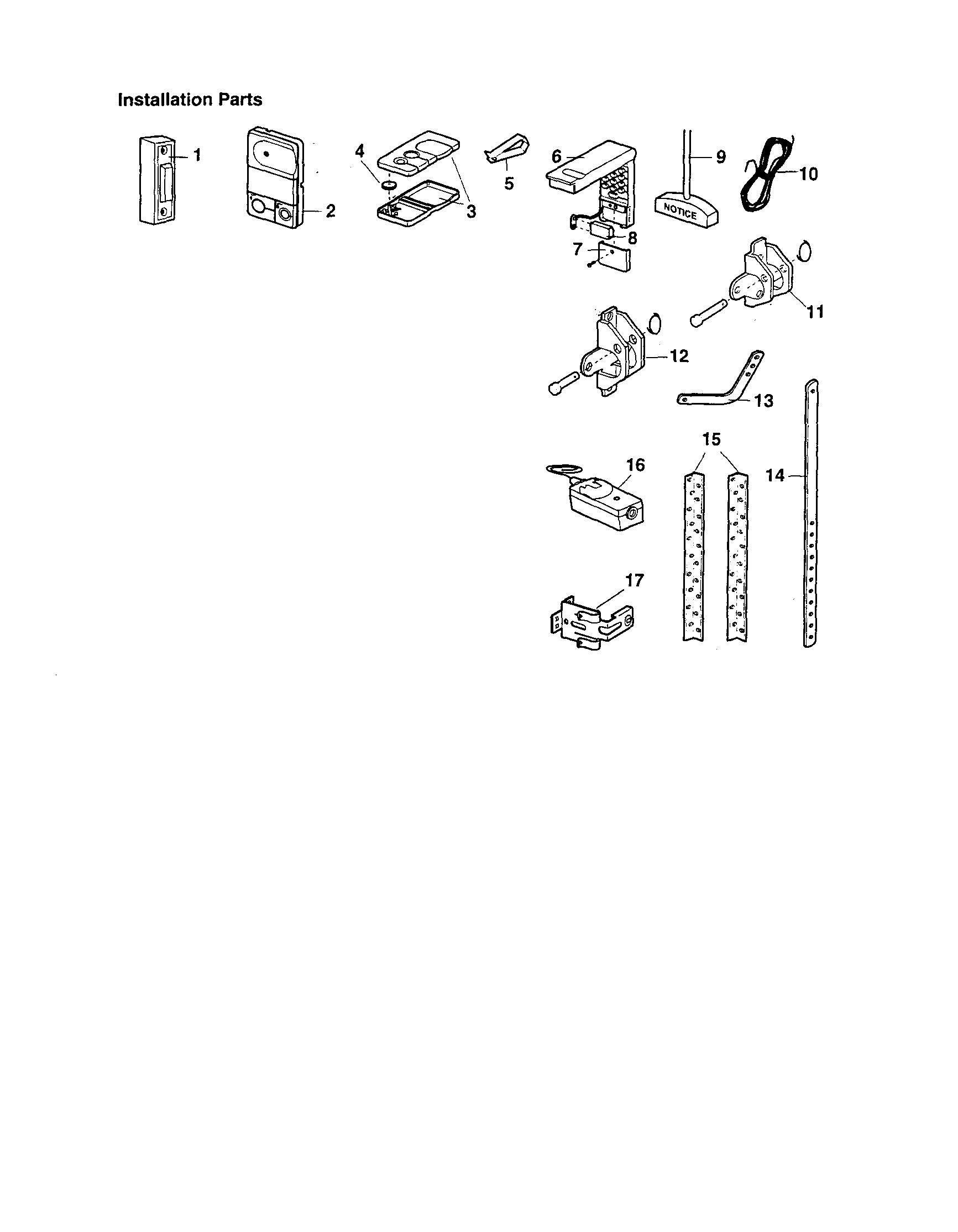 Installation Diagram and Parts List for 13953962SRT1  Craftsman Garage Door Opener