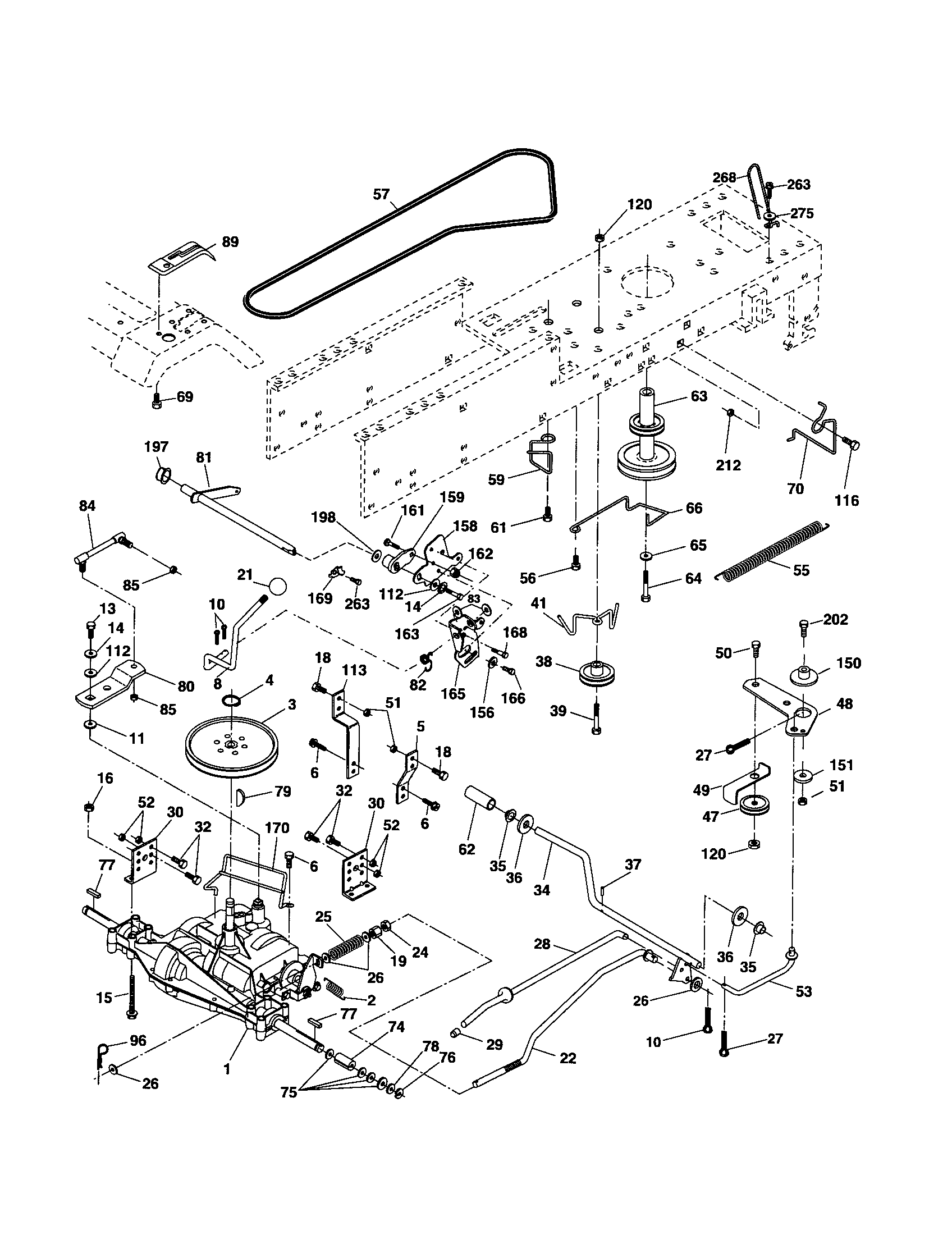 Ground Drive Diagram and Parts List for 917256330  Craftsman Lawn Tractor