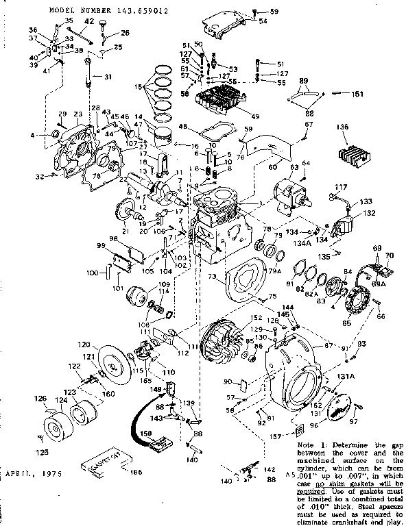 Unit Parts Diagram and Parts List for 143659012  Craftsman Engine
