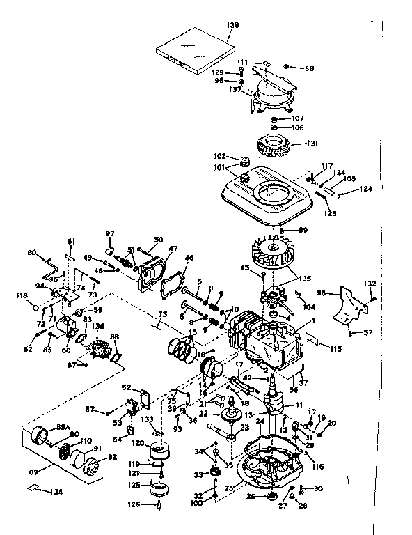 Basic Engine Diagram and Parts List for 143161202  Craftsman Engine
