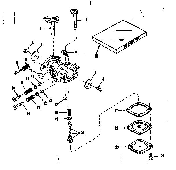 Carburetor No. 30119 Diagram and Parts List for 143102081  Craftsman Engine