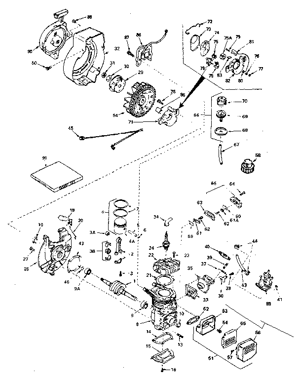 Basic Engine Diagram and Parts List for 200692132  Craftsman Engine