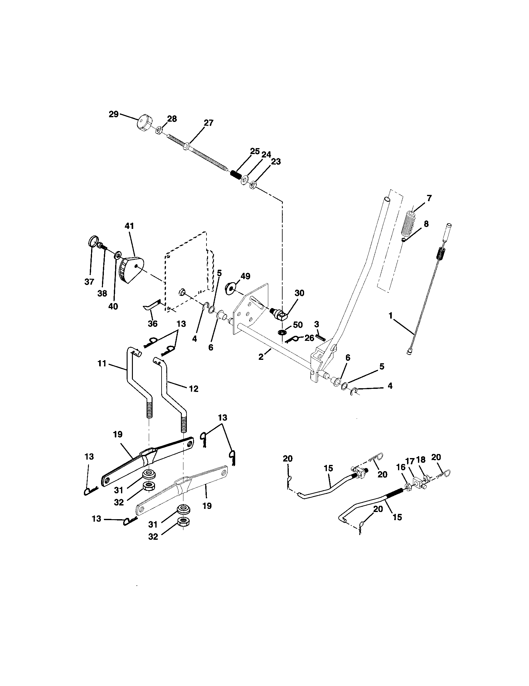 Lift Assembly Diagram and Parts List for 917272454  Craftsman Lawn Tractor