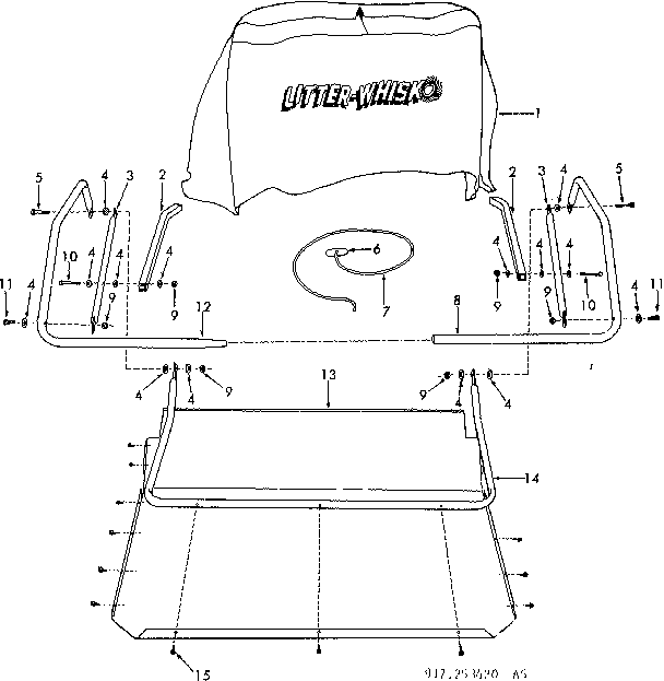 Bagger Diagram and Parts List for 917253420  Craftsman Lawn Tractor