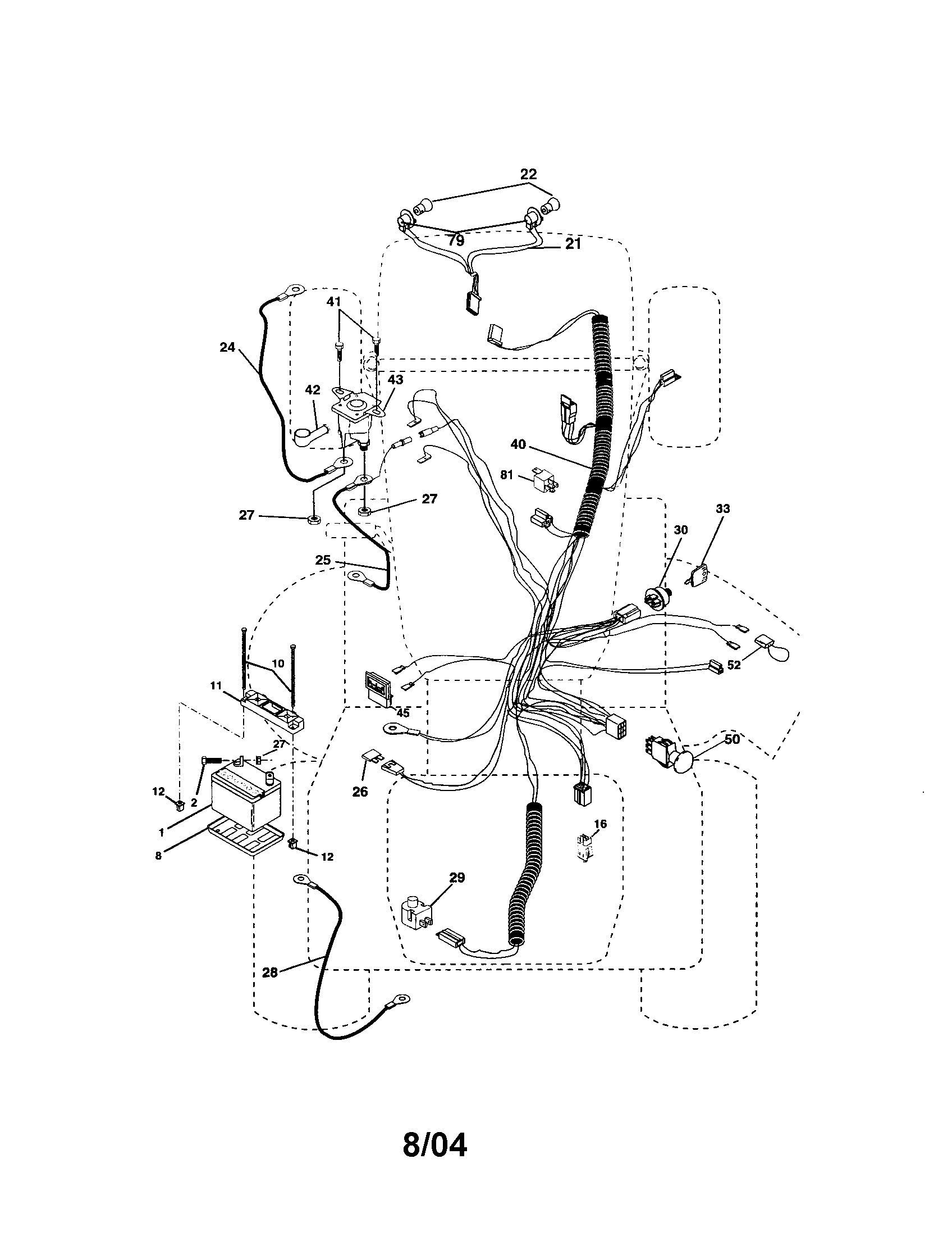 Electrical Diagram and Parts List for 917276072  Craftsman Lawn Tractor