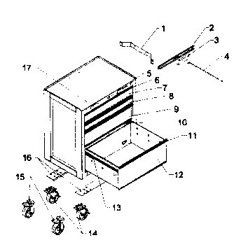 Cabinet Parts Diagram and Parts List for 706618102  Craftsman Tool Stand & Cart