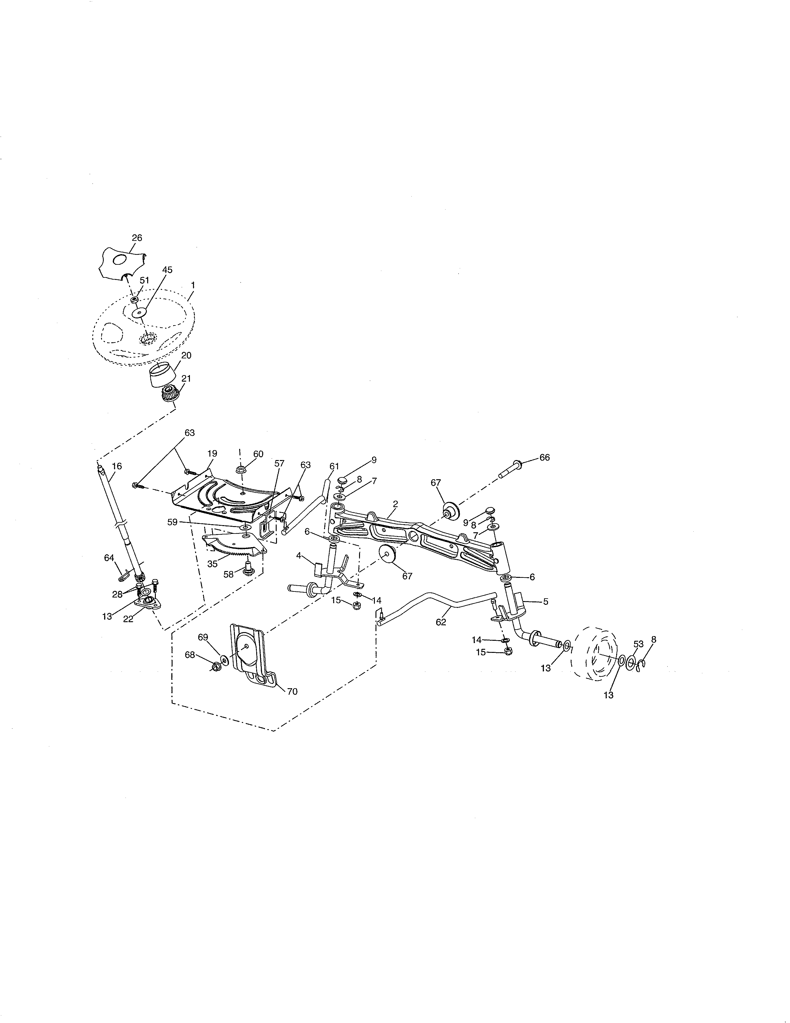 Steering Diagram and Parts List for 917286420  Craftsman Lawn Tractor