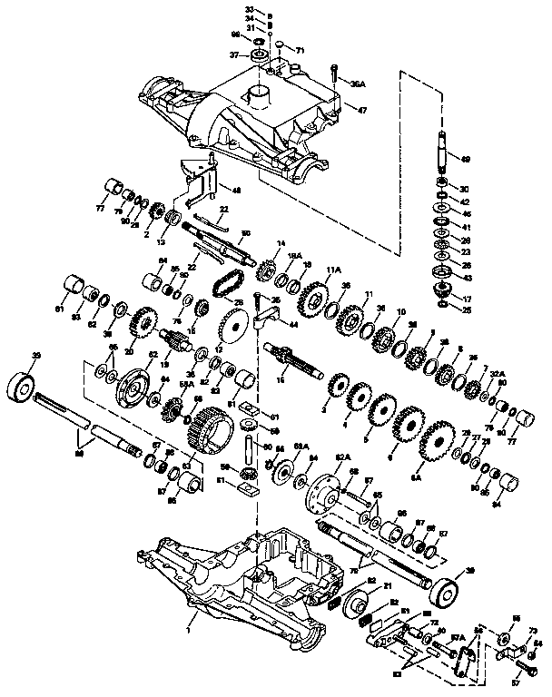 Transaxle Diagram and Parts List for 143820-016  Craftsman Lawn Tractor