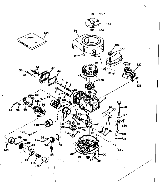 Basic Engine Diagram and Parts List for 143184052  Craftsman Engine