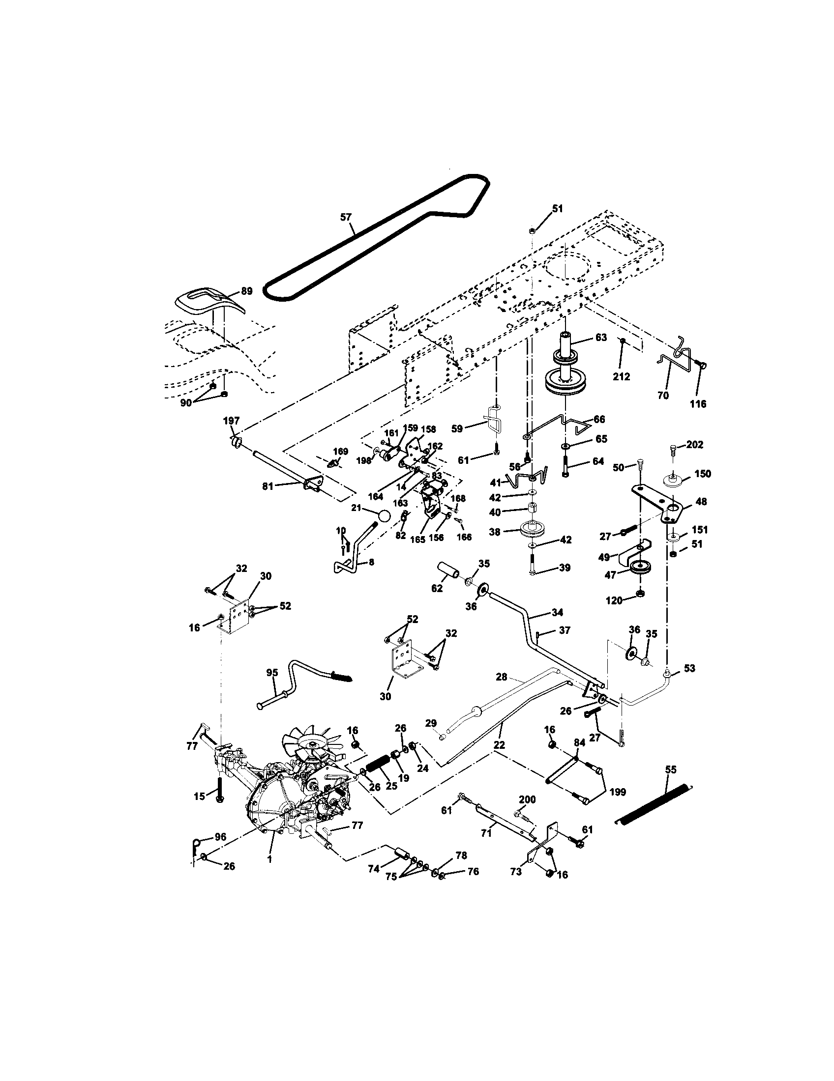 Ground Drive Diagram and Parts List for 917271822  Craftsman Lawn Tractor