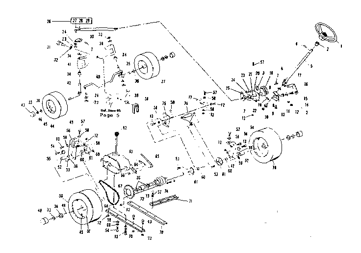 Steering And Front Axle Diagram and Parts List for 536250922  Craftsman Lawn Tractor