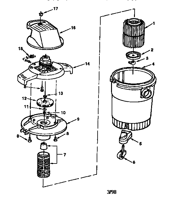 8 Gallon Wet/dry Vac Diagram and Parts List for 113177805  Craftsman Filters & Accessories