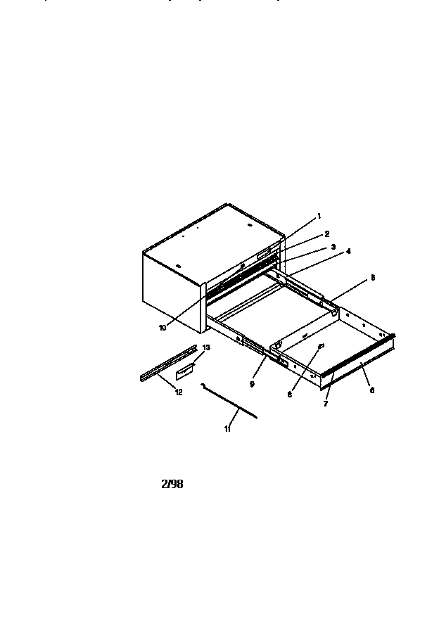 18" 3 Drawer Ball Bearing Inter. Chest Diagram and Parts List for 706650200  Craftsman Tool Stand & Cart
