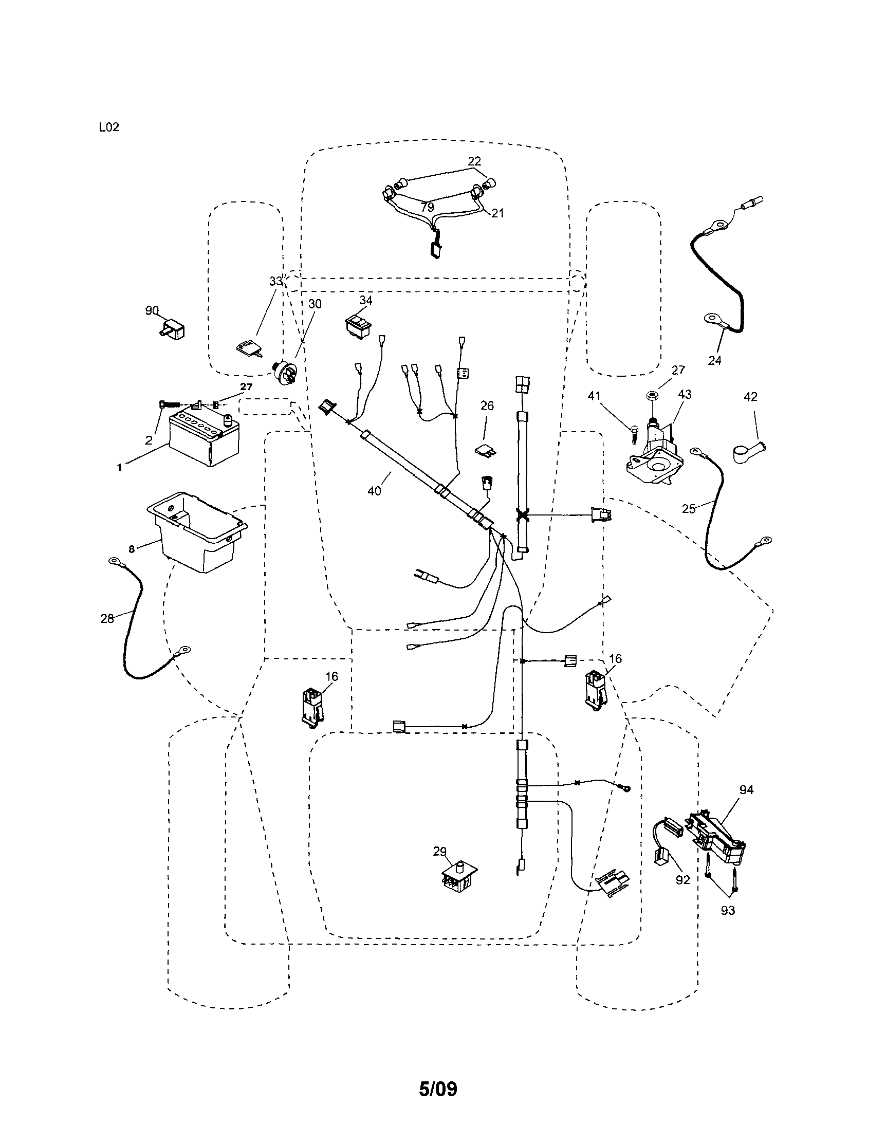 Electrical Diagram and Parts List for 917254690  Craftsman Lawn Tractor