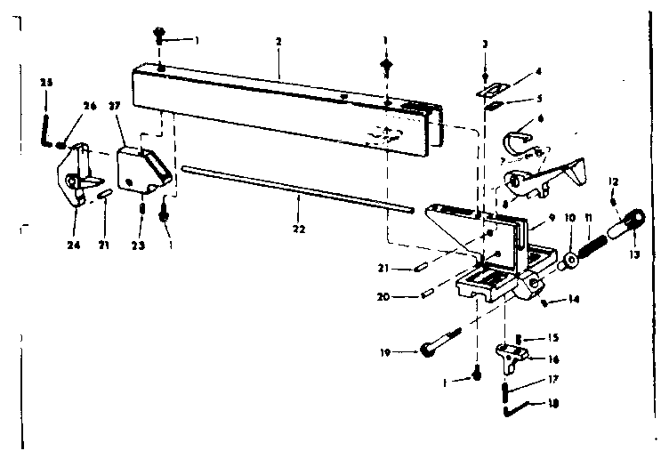 Rip Fence Assembly Diagram and Parts List for 11329903  Craftsman Saw