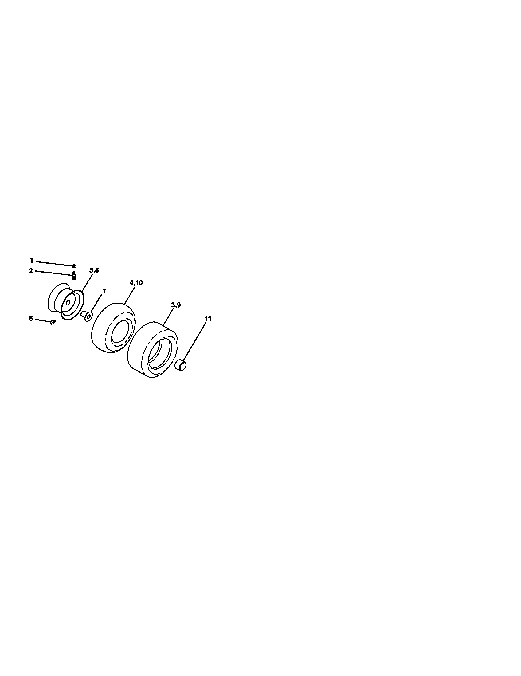 Wheels And Tires Diagram and Parts List for 917270633  Craftsman Lawn Tractor