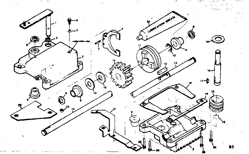 Gear Case Assembly Diagram and Parts List for 131978210  Craftsman Lawn Mower