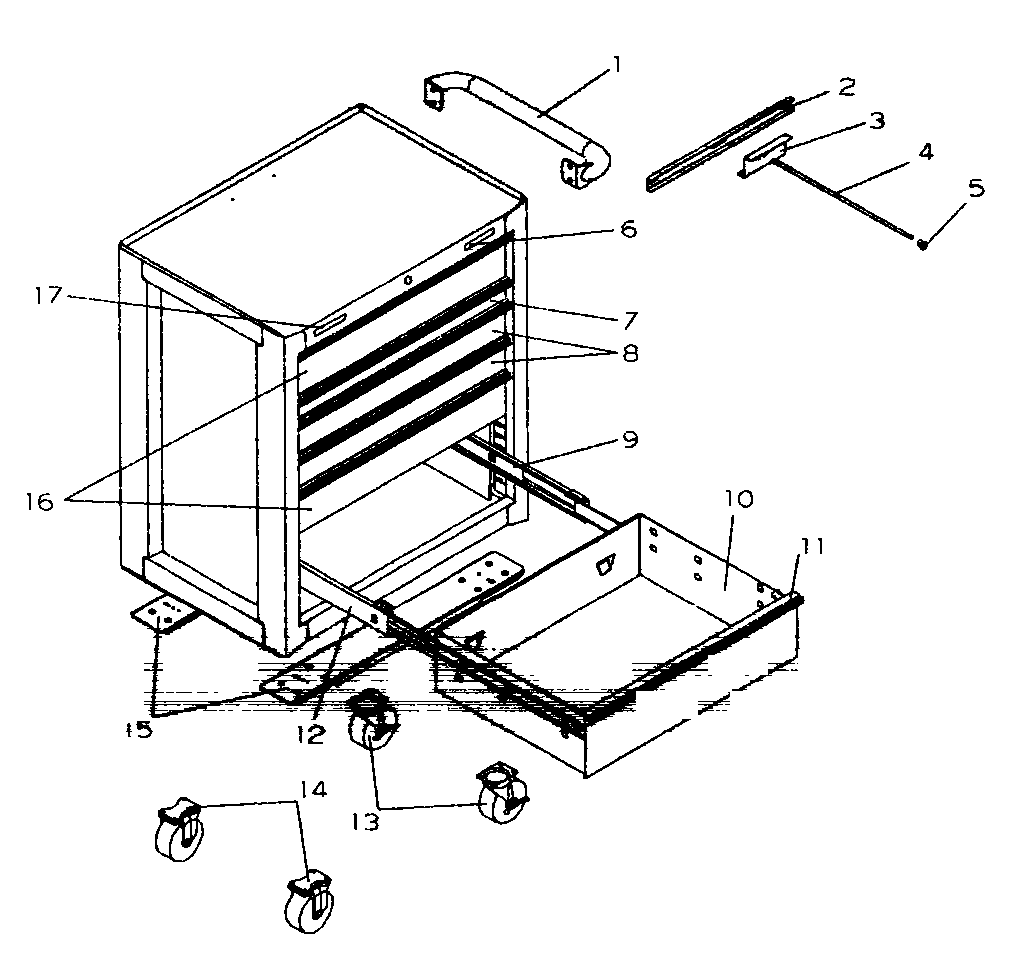 Chest Diagram and Parts List for 706619791  Craftsman Tool Stand & Cart