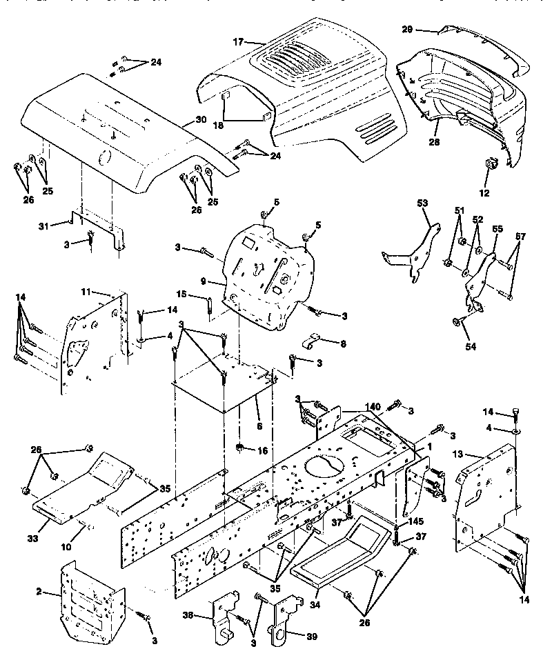 Chassis And Enclosures Diagram and Parts List for 917270611  Craftsman Lawn Tractor