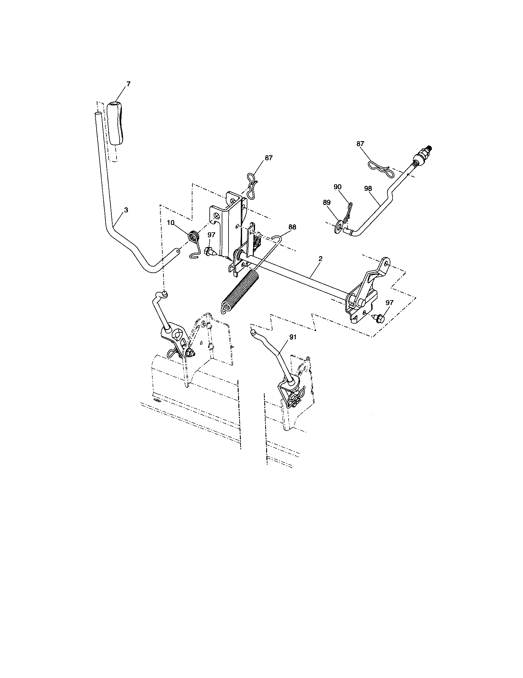 Lift Diagram and Parts List for 917287131  Craftsman Lawn Tractor