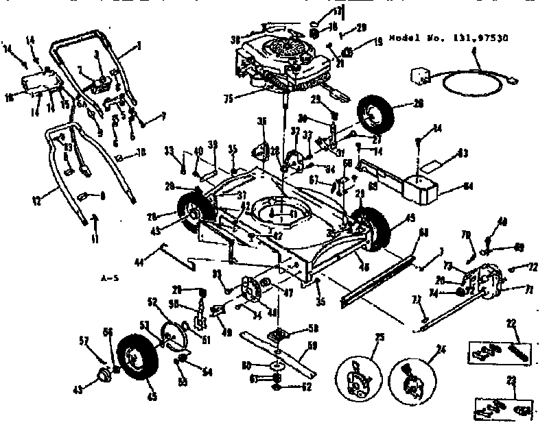 Replacement Parts Diagram and Parts List for 13197530  Craftsman Lawn Mower