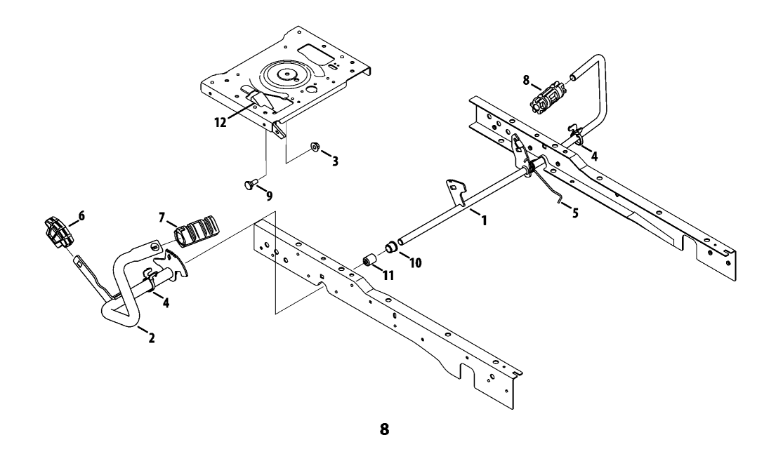 PG 8-PEDAL Diagram and Parts List for 247204470 Type 0 Craftsman Lawn Mower
