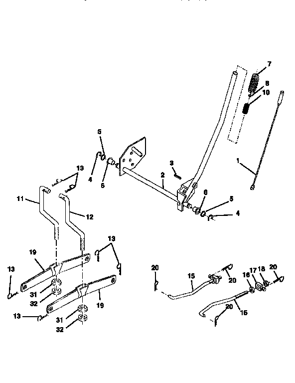 Lift Diagram and Parts List for 917256510  Craftsman Lawn Tractor