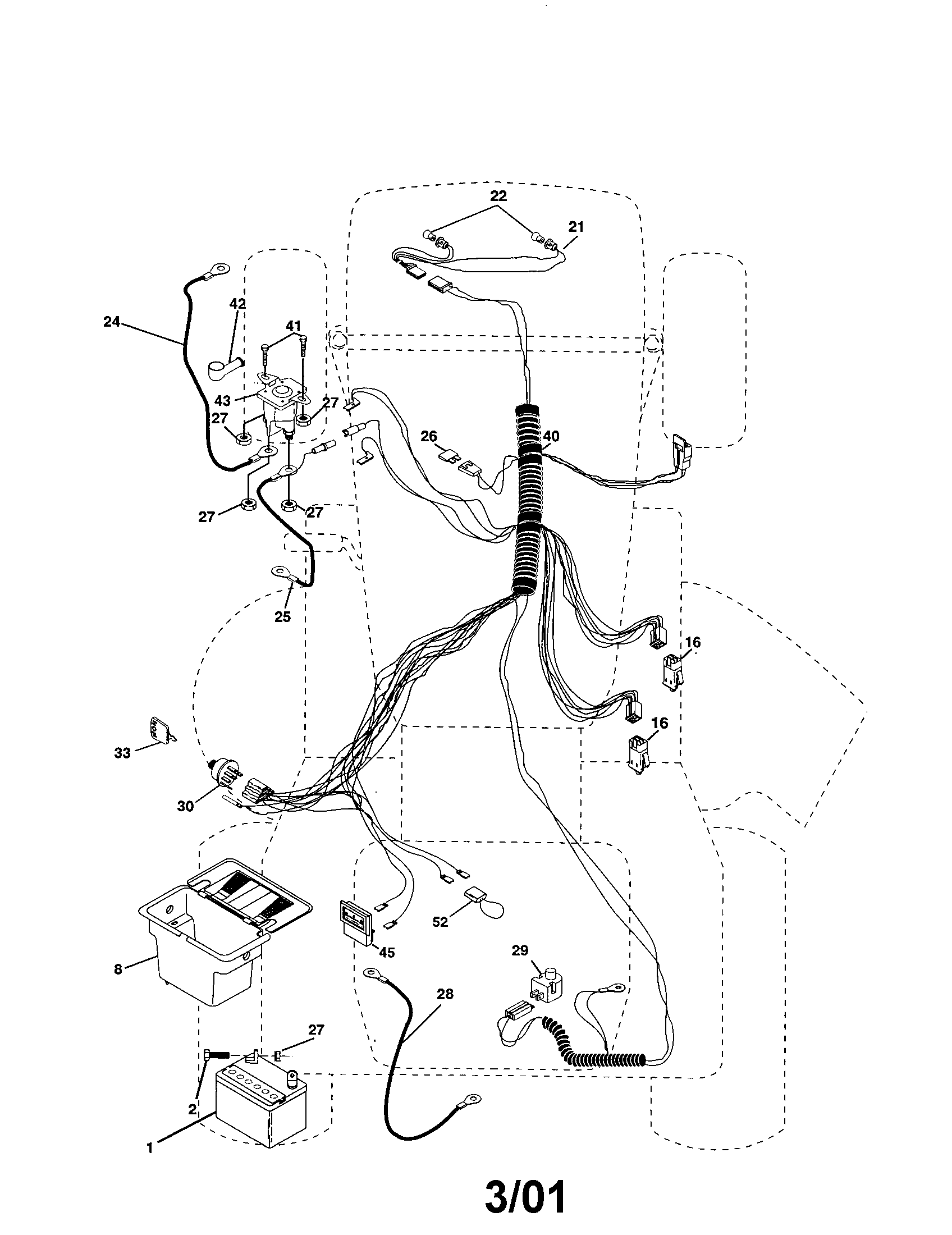 Electrical Diagram and Parts List for 917250470  Craftsman Lawn Tractor
