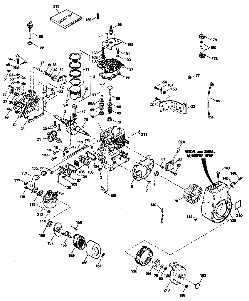 Replacement Parts Diagram and Parts List for 143796152  Craftsman Engine