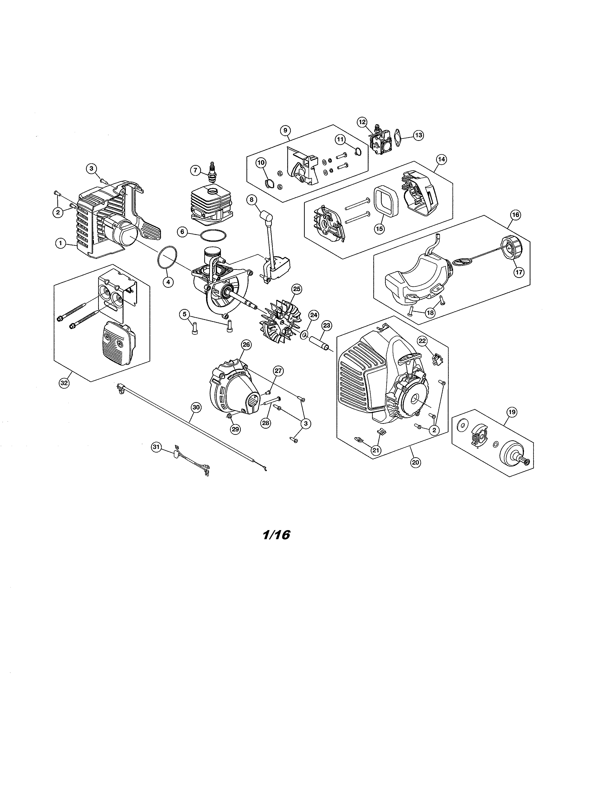 Fuel Tank/starter/muffler Diagram and Parts List for 316794370  Craftsman Trimmer