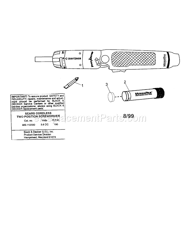 Page A Diagram and Parts List for 900112330  Craftsman Electric Drill