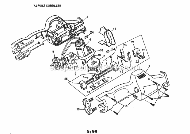 7.2 Volt Cordless Diagram and Parts List for 900112641  Craftsman Reciprocating Saw