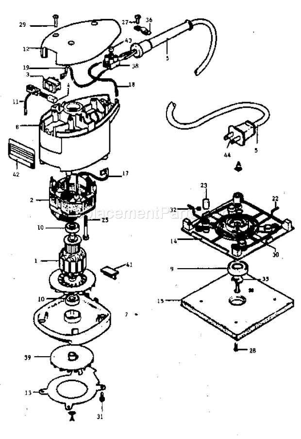 Unit Parts Diagram and Parts List for 900116010  Craftsman Orbital or Palm Sander