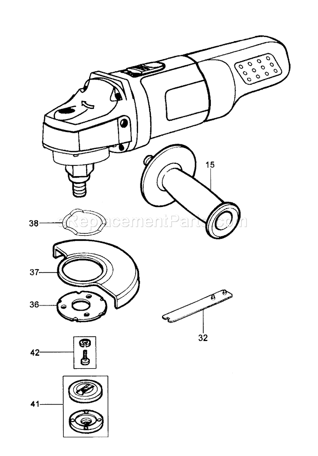 Grinder Diagram and Parts List for 90011650TY1  Craftsman Angle Grinder