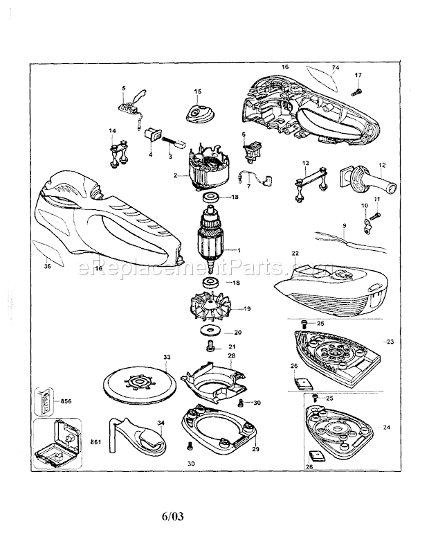 Sander Diagram and Parts List for 900116810  Craftsman Sander Polisher