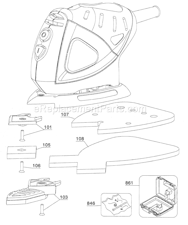 Case Parts Diagram and Parts List for 90011683TYPE1  Craftsman Sander Polisher