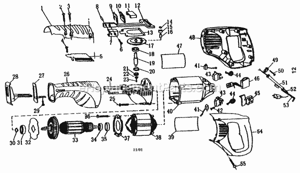 Cabinet Parts Diagram and Parts List for 90017104  Craftsman Reciprocating Saw