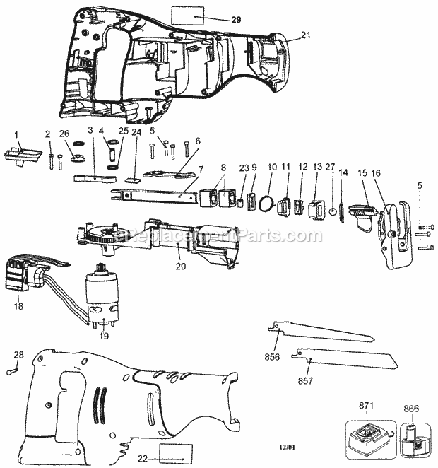 Saw Diagram and Parts List for 900171700  Craftsman Circular Saw