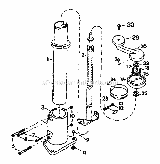 Base And Column Diagram and Parts List for 90023181  Craftsman Chop Saw
