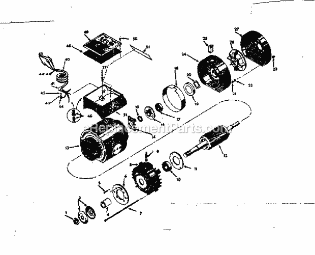 Stator Assembly Diagram and Parts List for 90023191  Craftsman Chop Saw