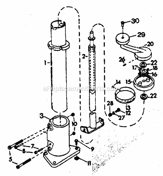 Base And Column Diagram and Parts List for 90023191  Craftsman Chop Saw