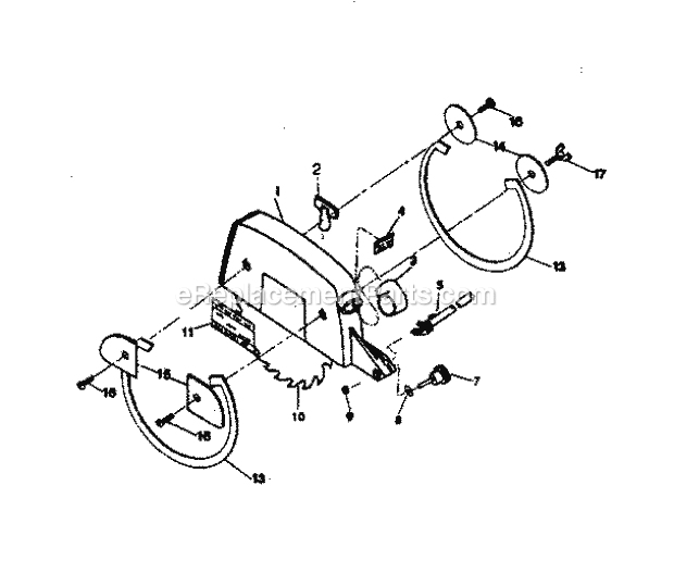 Guard Diagram and Parts List for 90023191  Craftsman Chop Saw